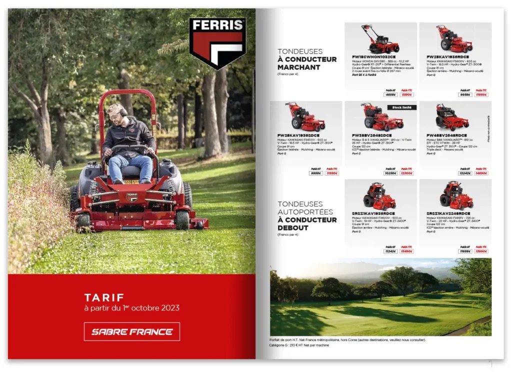 Découvrez le nouveau catalogue de matériels FERRIS® : des tondeuses performantes aux souffleurs efficaces, en passant par les épandeurs pratiques